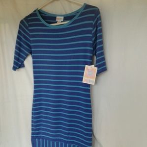 LuLaRoe NWT Julia Dress Blue Stripes Soft XS